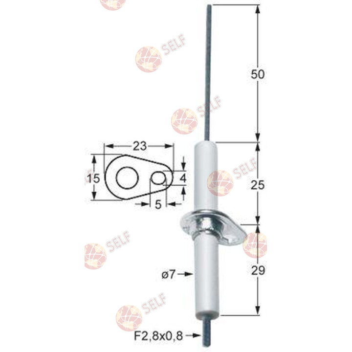 ateşleme elektrotu flanş uzunluğu 23 mm flanş genişliği 15 mm D1 ø 7 mm L1 50 mm BL1 25 mm - 1140057 | Self Endüstriyel Yedek Pa