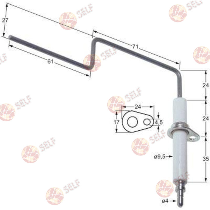 sigorta pimi çapı 1 9,5 mm taban 4 mm uzunluk 1 24 m - 1620010 | Self Endüstriyel Yedek Parça