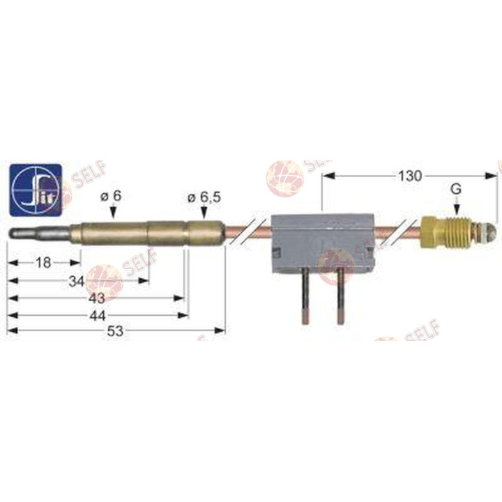 kesicili SIT termokupl M9x1 L 320 mm fiş bağlantısı ø6,0 mm lehim bağlantısı - 10120065 | Self Endüstriyel Yedek Parça