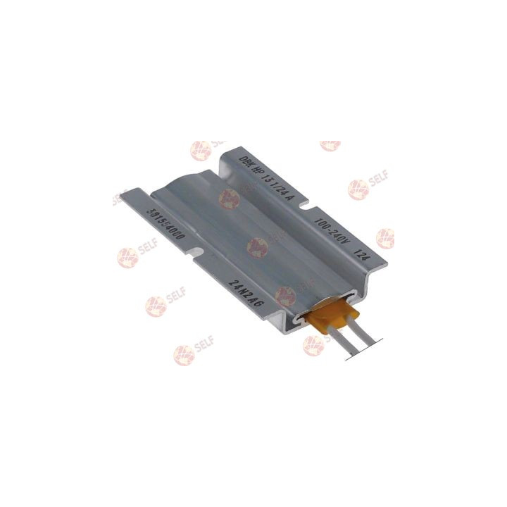 PTC elemanı 100-240 V, uzunluk 75 mm, genişlik 49 mm, yükseklik 11 mm, kablo uzunluğu 80 mm, delik aralığı 42 mm, delik çapı 4 m