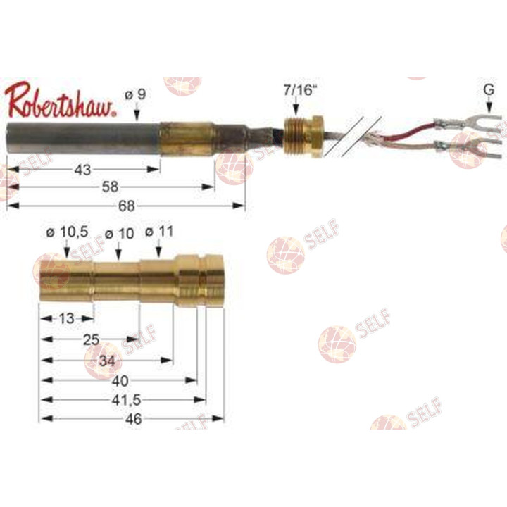 Robertshaw 250-750 mV termokupl, 9 mm prob - 2960006 | Self Endüstriyel Yedek Parça