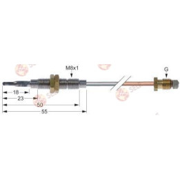 M8x1 termokupl, 750 mm uzunluğunda, M8x1 brülöre bağlantı - 1501772 | Self Endüstriyel Yedek Parça