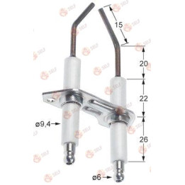 ignition electrode flange length 64mm flange width 23mm D1 ø 9,4mm L1 20mm L2 15mm - 1140383 | Self Endüstriyel Spare Part