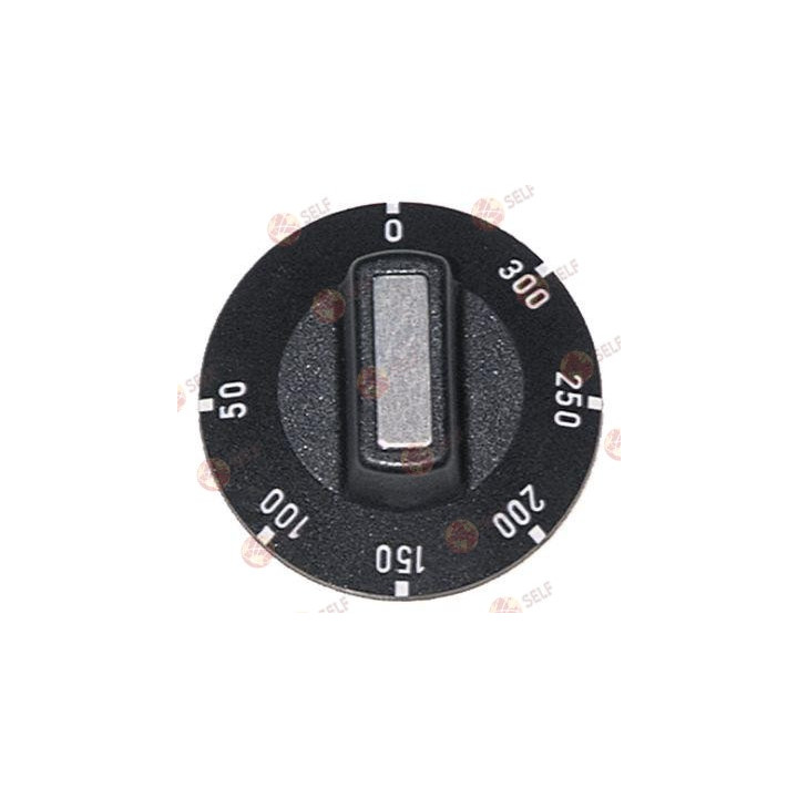 düğmeli termostat, maks. sıcaklık 300°C, ø 50 mm şaft, ø 6x4,6 mm şaft, düz üst kısım, siyah - 4920208 | Self Endüstriyel Yedek 