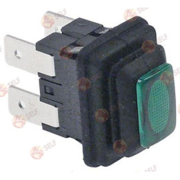 basmalı anahtar montaj ölçüleri 19x13 mm yeşil 2NO 250V 16A ışıklı - 4521587 | Self Endüstriyel Yedek Parça