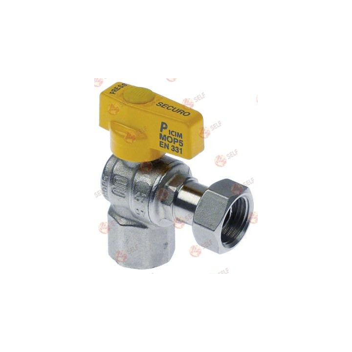 IT 1/2" L 55 mm'lik emniyet kollu bilyalı vana, açılı, G 28 mm Y 73 mm, kol ø 23 mm, kanatlı kol - 2640321 | Self Endüstriyel Ye