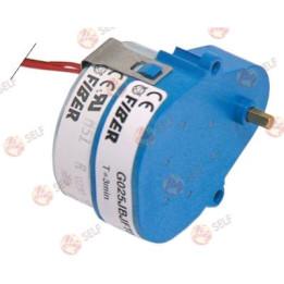FIBER tipi G025JBJEU00 dişli motor, 230 V, 50 Hz, çalışma süresi 90 saniye, 2/3 dev/dak, mil çapı 4 mm, uzunluk 66 mm, genişlik 