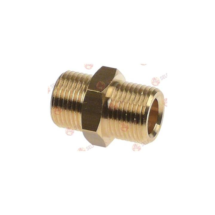 double nipple T1: 3/8" T2: 3/8" int. ø 1 8,2mm int. ø 2 10,2mm L 29mm brass for pump - 417485 | Self Endüstriyel Spare Part